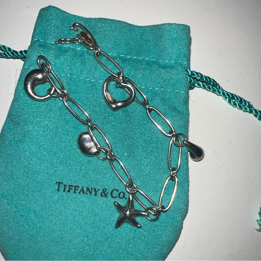 Tiffany & Co. Sterling silver 925 Elsa Peretti Charm Bracelet 7” w/pouch